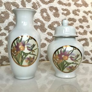 Mini Rose Vase and Ginger Jar Set ~ Japanese Fine China